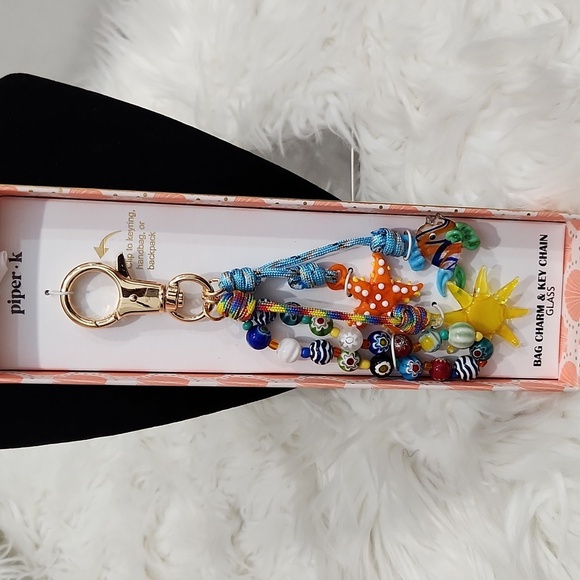 🔹️Piper K 🔹️beautiful  Beaded Sea And Sun Glass Keychain bag charm Key Chain - Picture 3 of 7